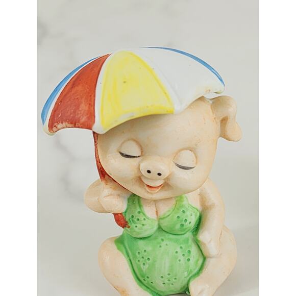 Enesco Pigs in Bikinis Mini Piggy Piglet Figurine 3" Ceramic 80s Pig Lover x3 - Picture 11 of 14